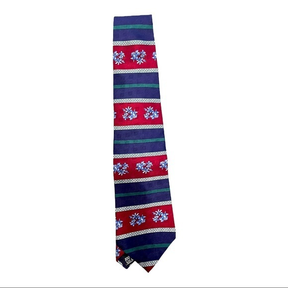 Oscar de la Renta Silk Floral Striped‎ Tie - Picture 1 of 3